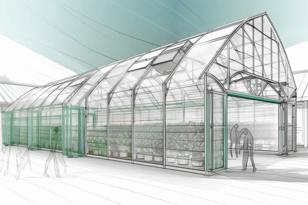 diagram drawing of a custom-engineered greenhouse