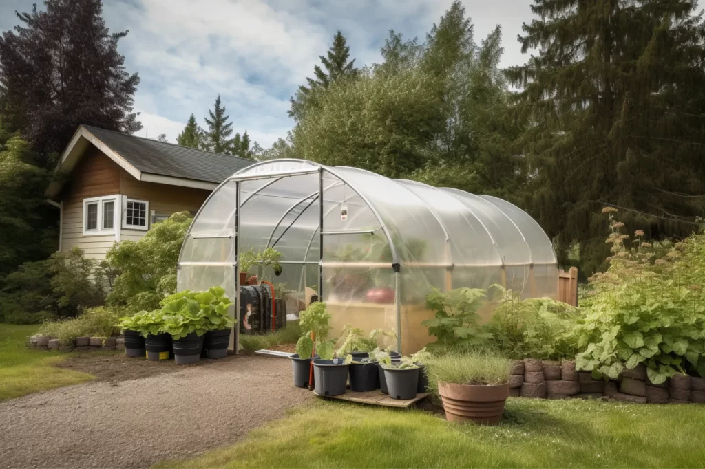 exterior image of a hoop house greenhouse
