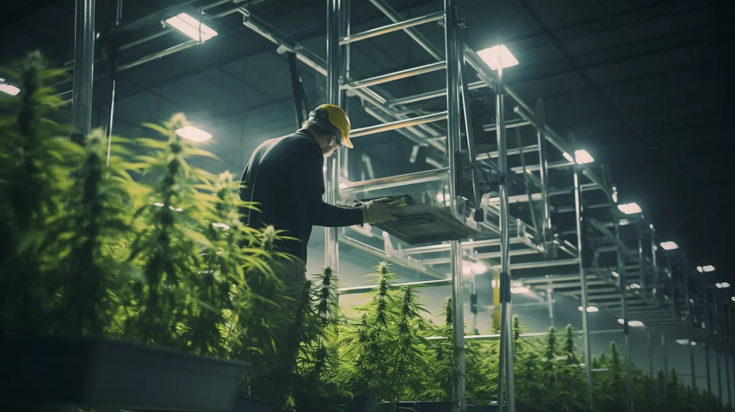 Cannabis Cultivation Tech on Scaffolding